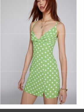 Kimchi Blue Green Polka Dot Strappy-Back Halter Mini Dress